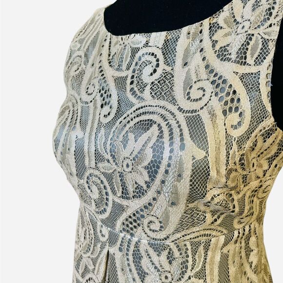 Tibi Lace Dress Size 4 Sleeveless Bronze Semi-Formal Party Mini in Classic Cut - Picture 4 of 8